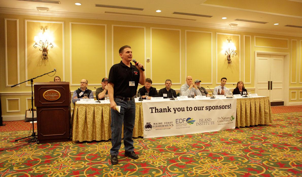 Gerry Cushman speaks at the Maine Fishermen's Forum.