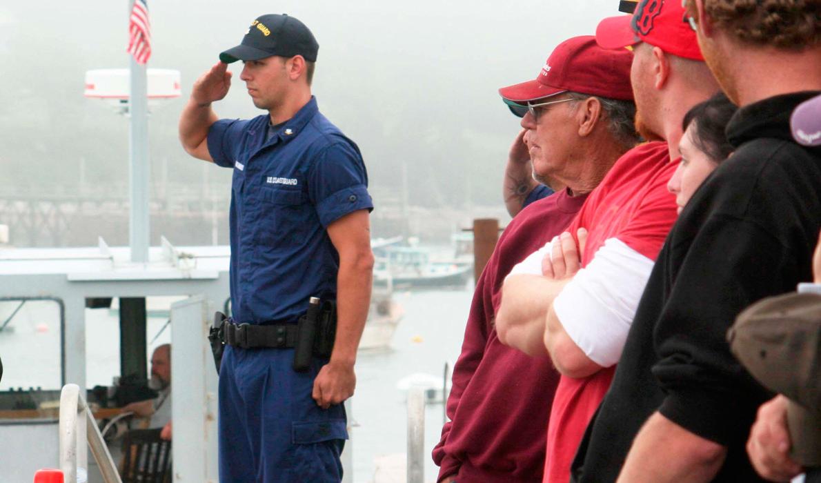 Saluting the sea.