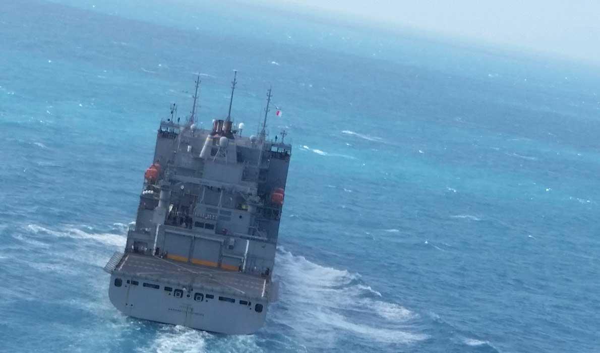 USNS Washington Chambers photographed from a helicopter