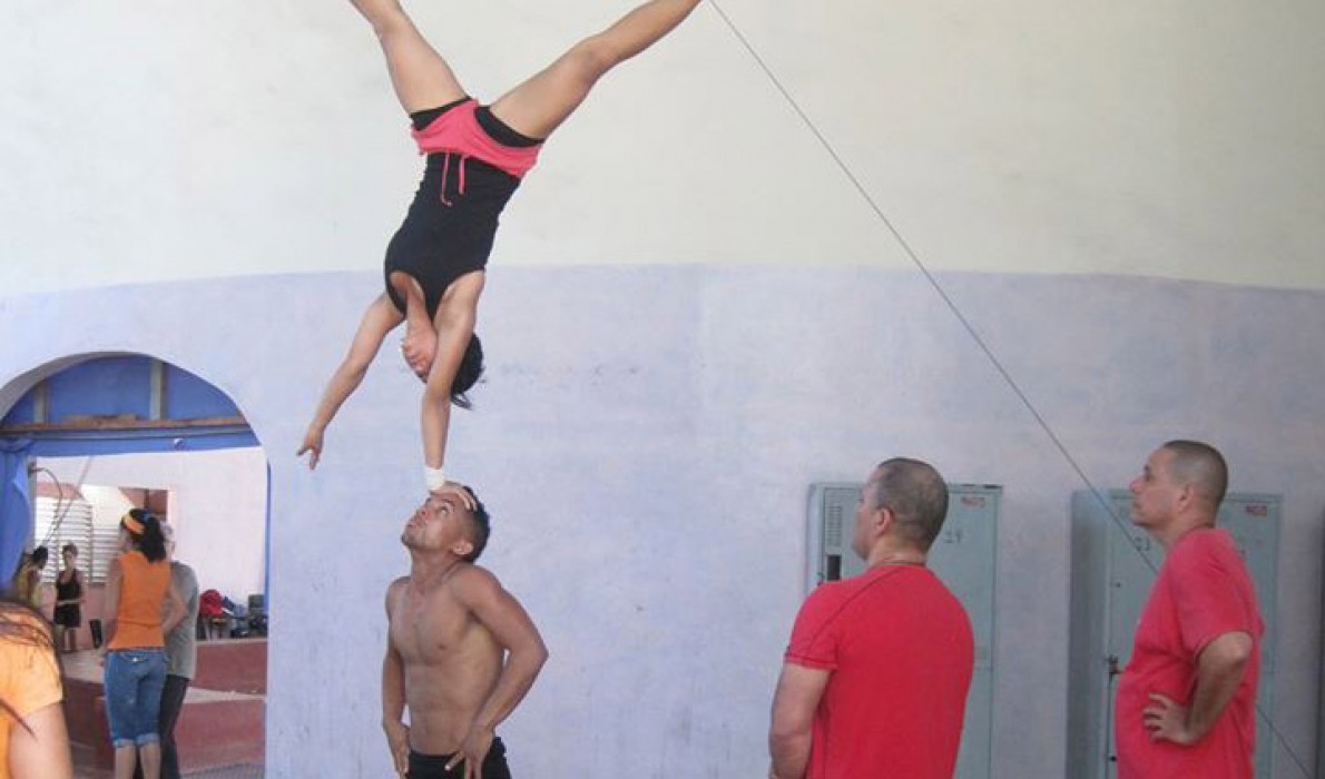 Circus skills being taught