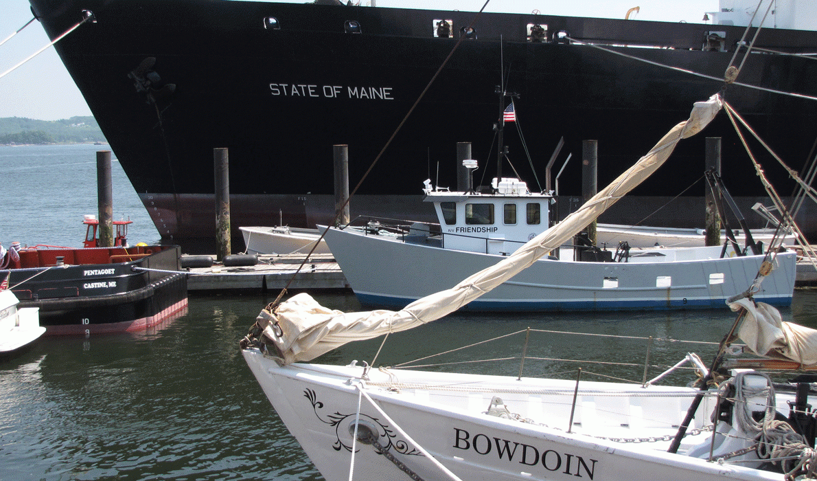 Maine Maritime Academy's vessels docked in Castine.