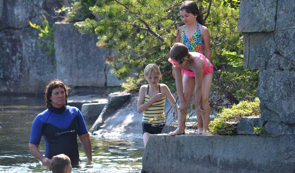 Swimming lessons in a quarry on Vinalhaven