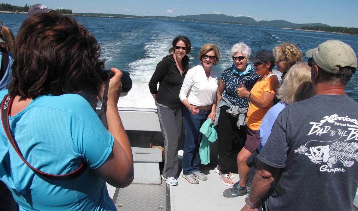 Being photographed on the boat.