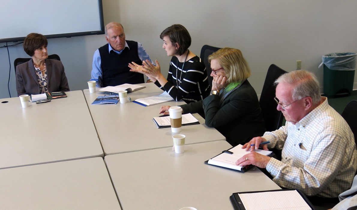 Rep. Chellie Pingree, D-Nrth Haven, second from right, at a meeting at the Island Institute earlier this year.