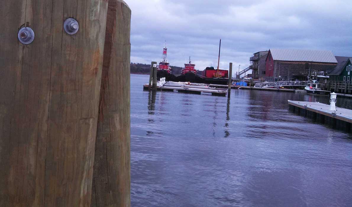 Belfast waterfront with tugs