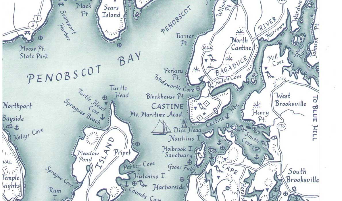 Detail from Jane Crosen's map of Penobscot Bay