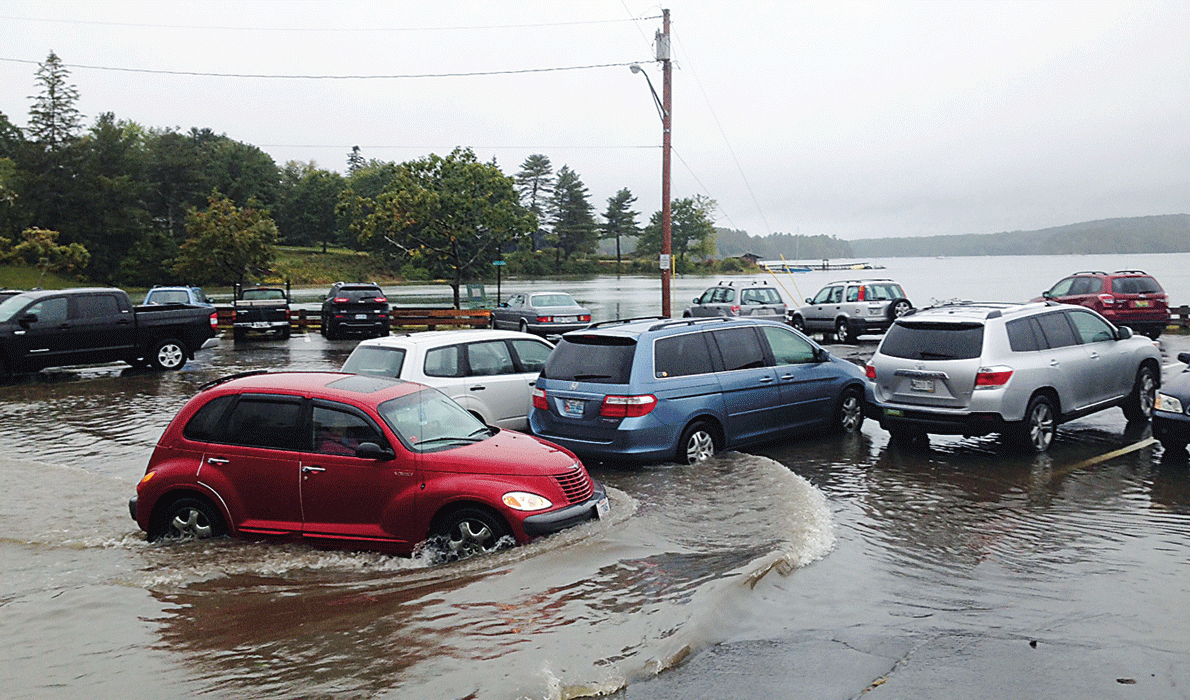 The town parking lot after a storm surge in 2015.