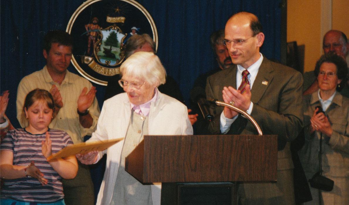 Mabel Doughty with Gov. John Baldacci.