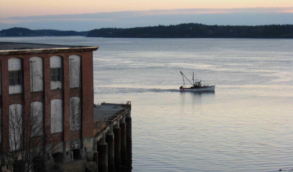 Lobster boat heads out from Eastport.