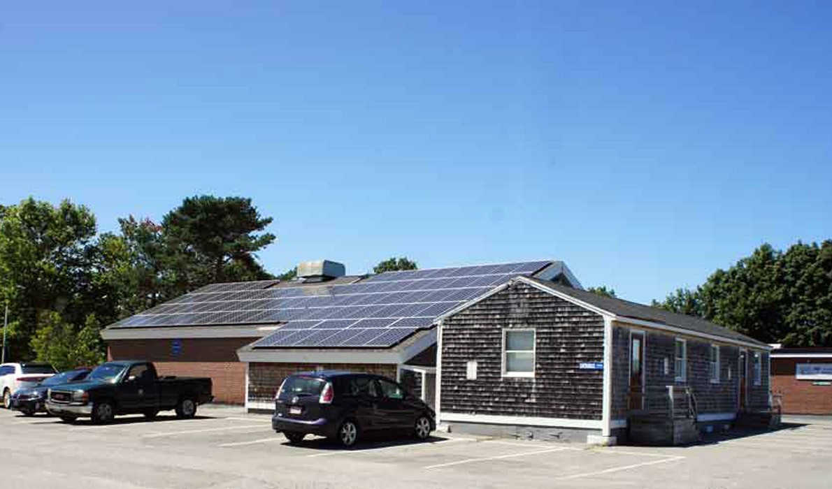 A municipal office in South Portland has a photovoltaic array installed by ReVision Energy.