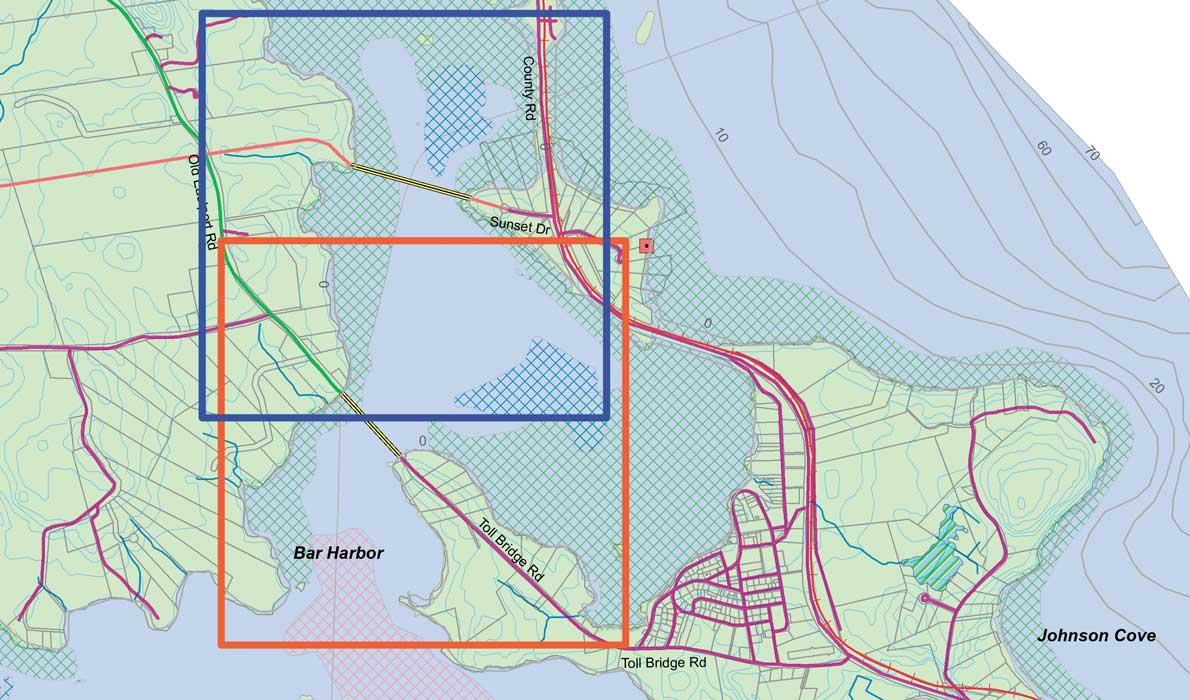 Map showing Eastport bridge proposals