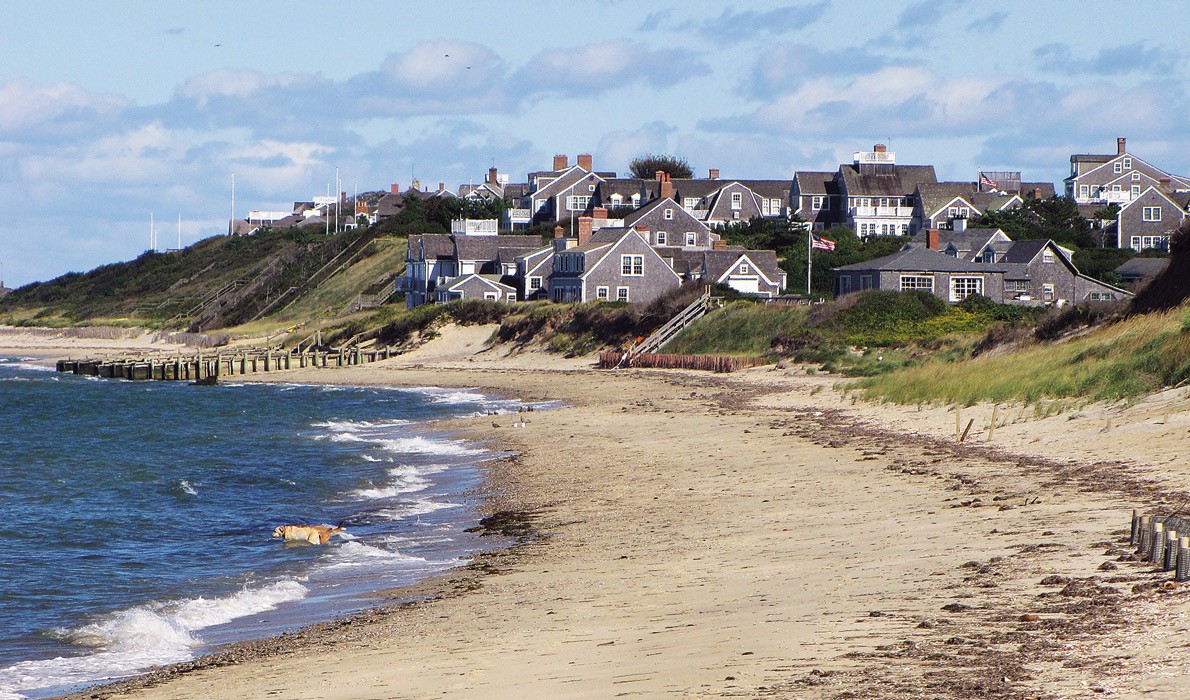 A cluster of houses overlooks Nantucket Sound from the island's north shore.