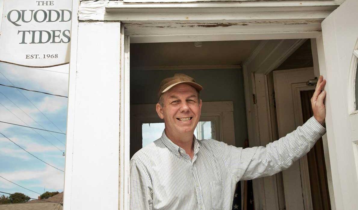 Edward French, editor and publisher of The Quoddy Tides at the newspaper's office on Eastport's waterfront.