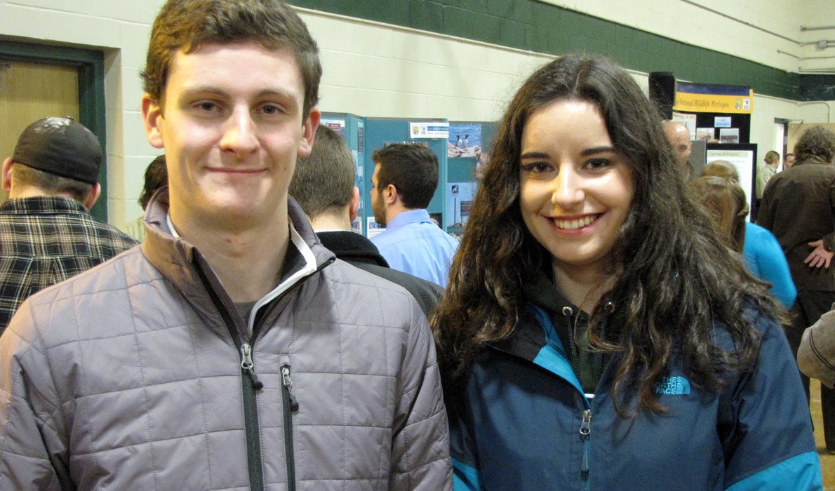 Brendan Hinman, left, is an 18-year-old freshman at Unity College from Colchester, Vt., majoring in conservation law enforcement. Lauren Kircheis, 19, of Bucksport, is a wildlife biology major.