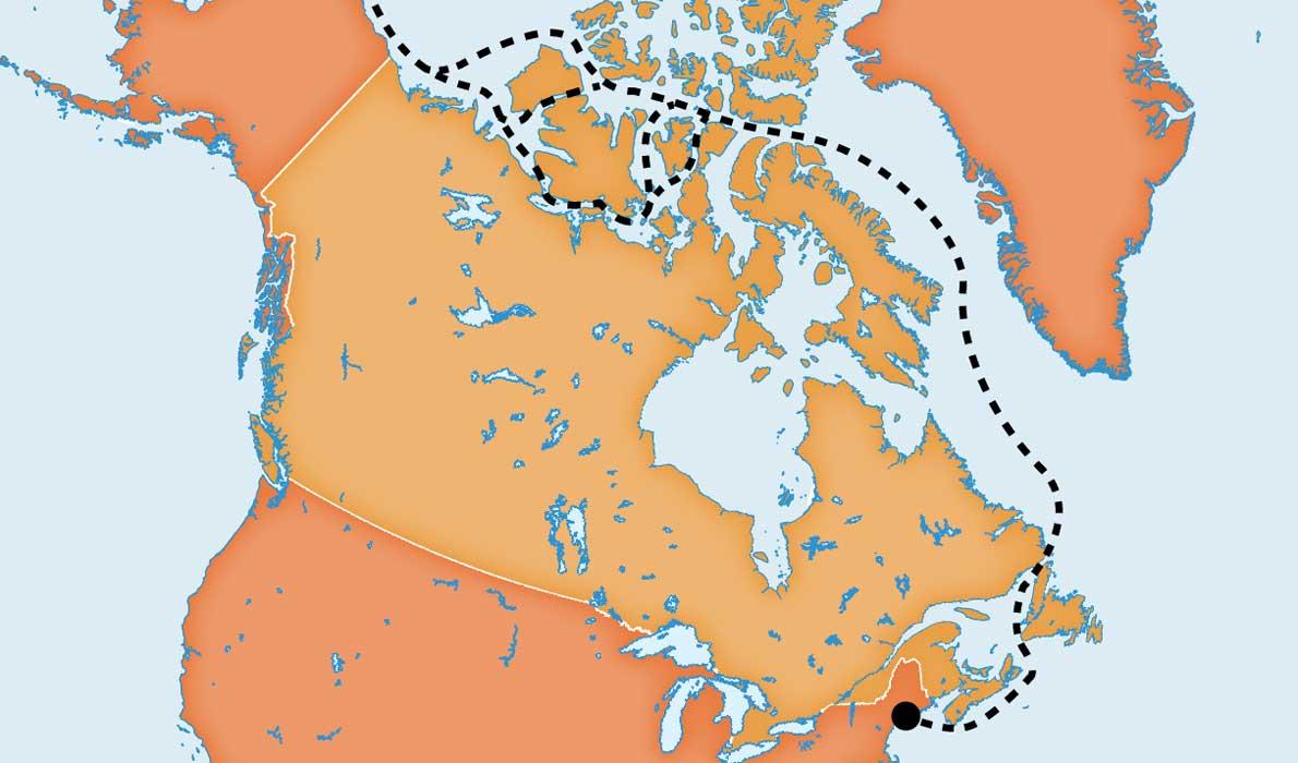 Maine to Arctic map