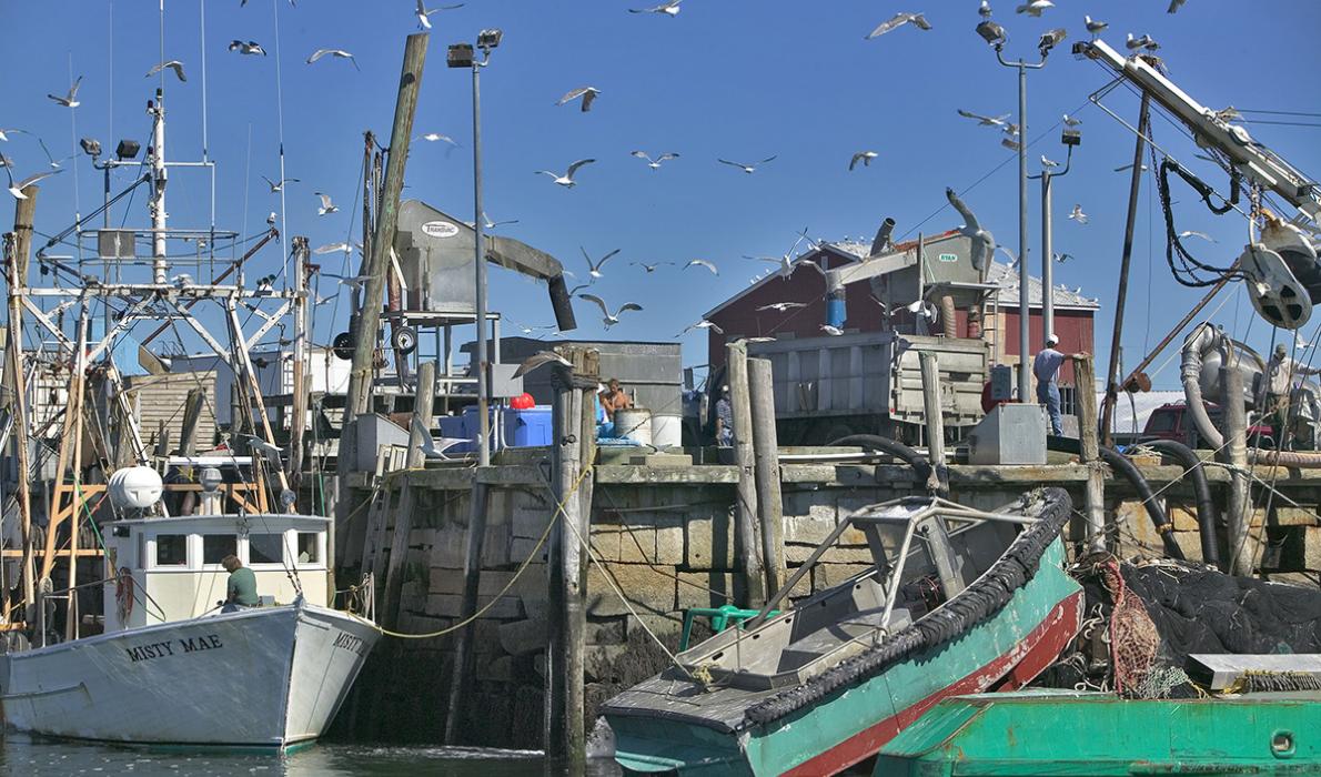 fishing boat on rocks.