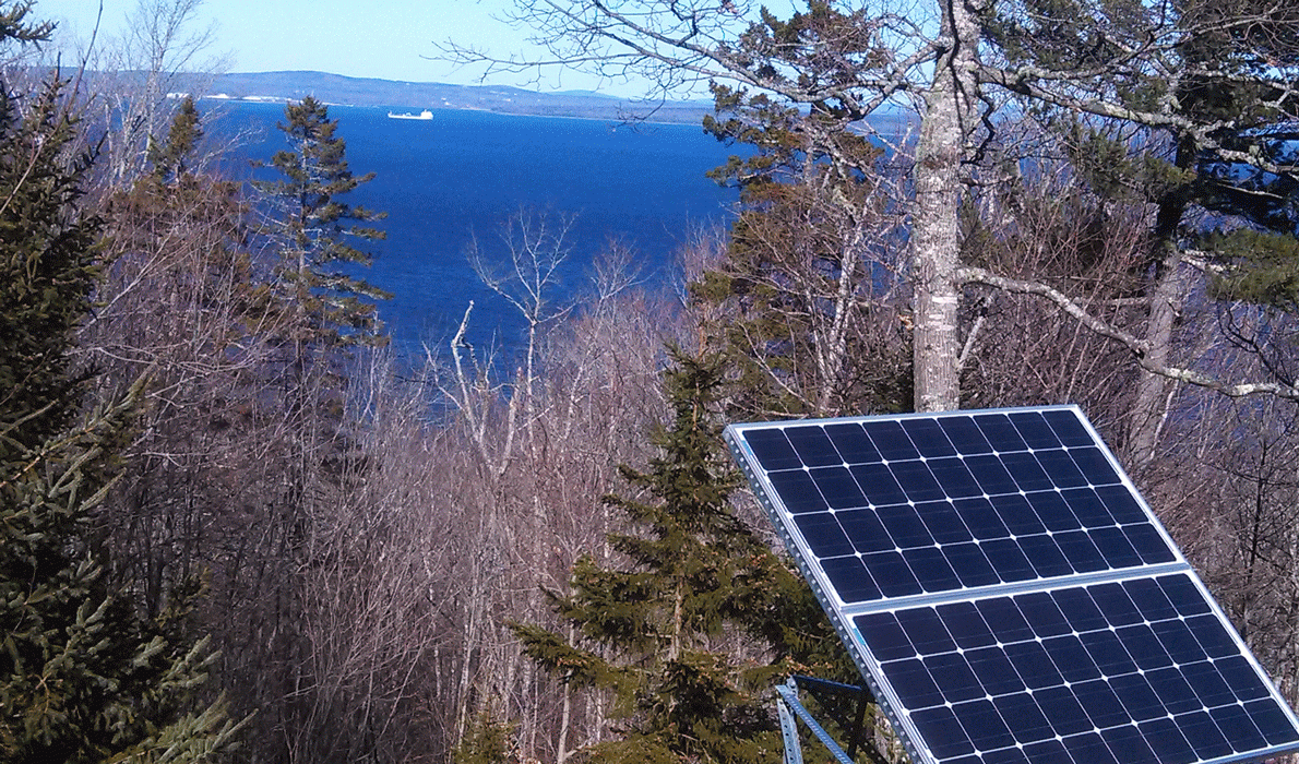 Photovoltaic panel in a yard on Islesboro.