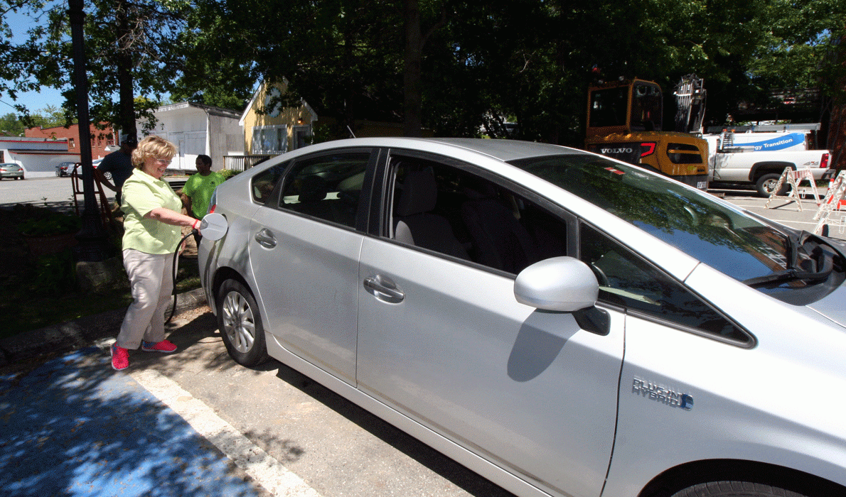 Charging an electric car in Ellsworth.