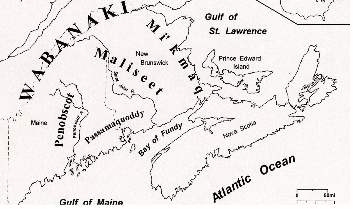 Map shows locations of Wabanaki in 19th century 