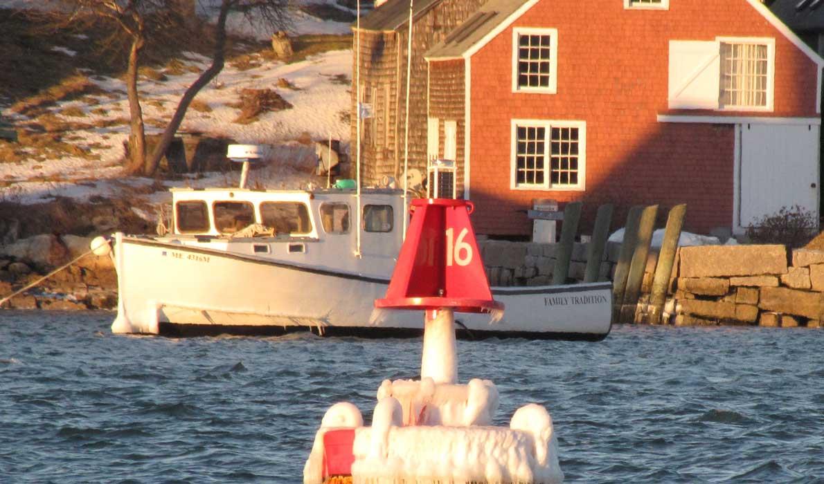 North Haven's shore in winter.