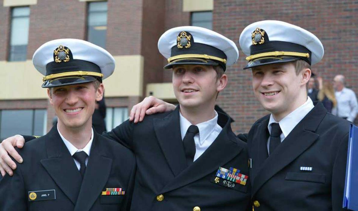 Benjamin Stevens, center, with two classmates.