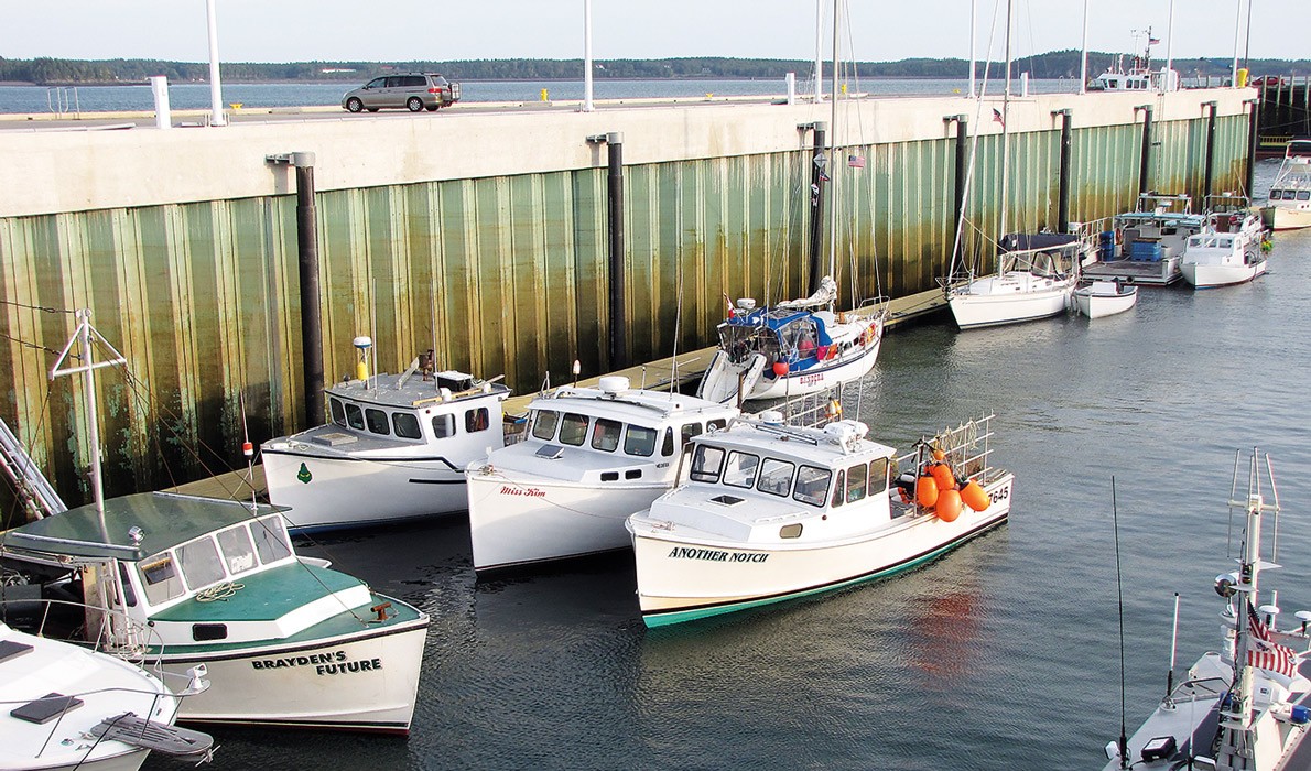 Eastport's rebuilt breakwater shelter fishing boat.