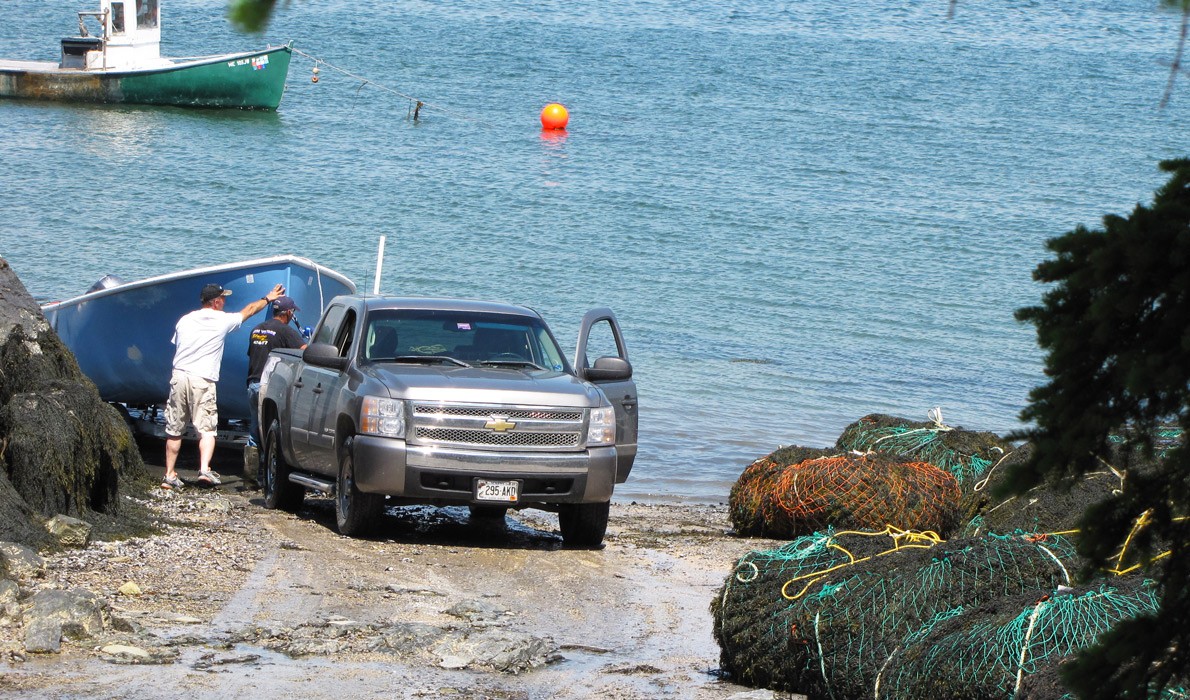 Rockweed landed at a boat yard in Hancock.