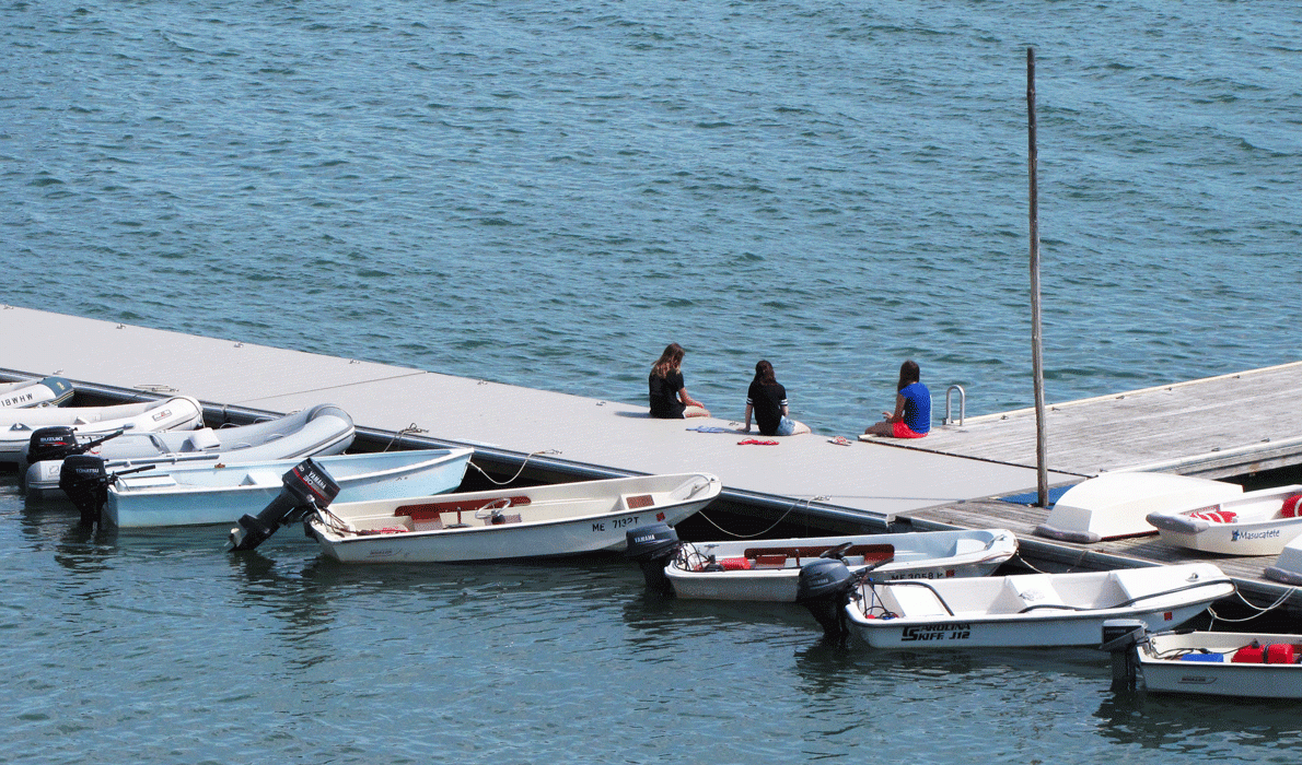 Girls sit on a float on North Haven