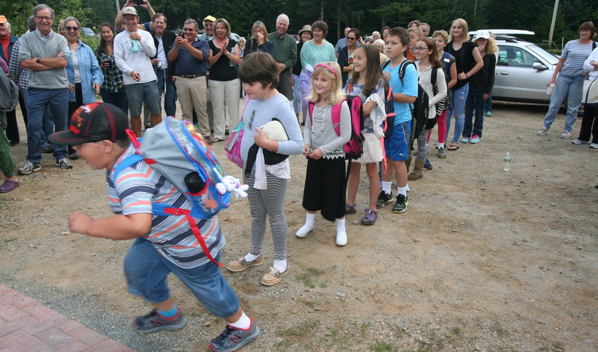 Eager students at Great Cranberry Island's Longfellow School.