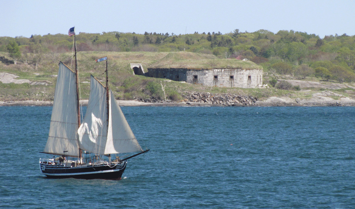 Sailboat off Fort Gorges